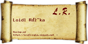 Loidl Réka névjegykártya